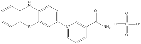 Molecular Structure of 184865-38-1 (Pyridinium, 3-(aminocarbonyl)-1-(10H-phenothiazin-3-yl)-, perchlorate)